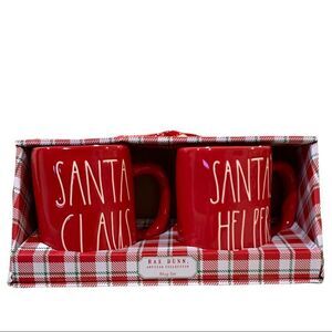 Rae Dunn Red SANTA CLAUS and SANTA'S HELPER Mug